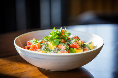 paneer cubes in vibrant tomato-cream sauce with corianderの素材