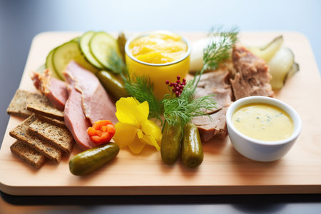 pêçìÂ© platter with pickles and dijon mustardの素材