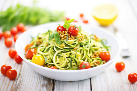 vegan zoodles salad with cherry tomatoesの素材