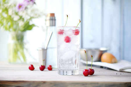 tom collins in collins glass, cherry on topの素材