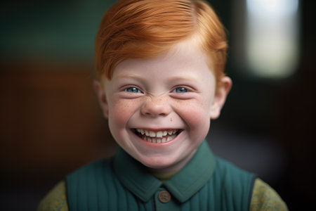 child in a dimpled smile headshotの素材