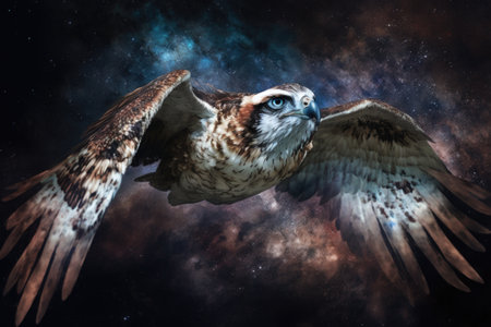 portrait of osprey flying in spaceの素材