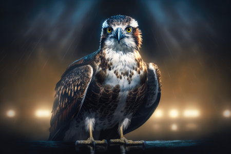 portrait of osprey like a dancer on stage under the floodlights from aboveの素材