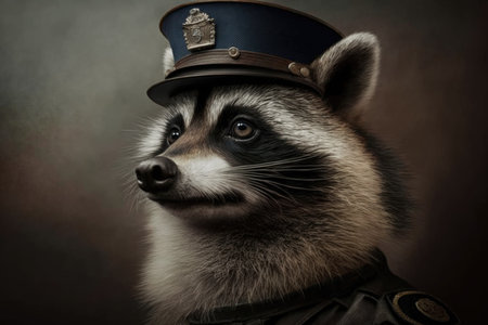 portrait of raccoon as a policemanの素材