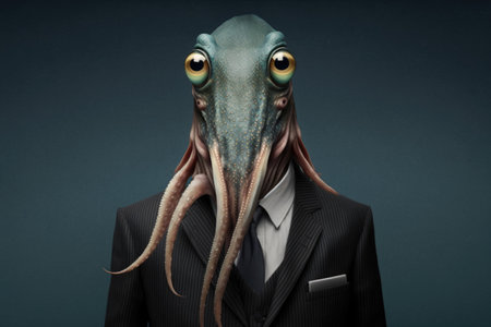 portrait of squid in an expensive business suitの素材