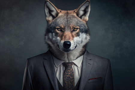 portrait of wolf in an expensive business suitの素材