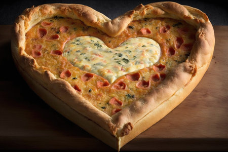 heart-shaped quiche with a creamy pastry and tender filling in the centerの素材