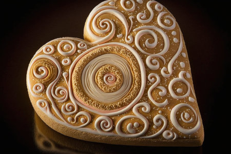 heart-shaped cookie, topped with delicate and dainty swirls of icingの素材