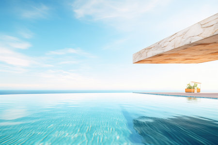 infinity pool corner angle, merging with ocean lineの素材