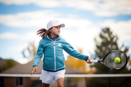 youth tennis player learning to serveの素材