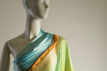 mannequin with a silk scarf wrapped as a sarongの素材