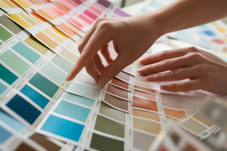 person selecting color swatches for brandingの素材