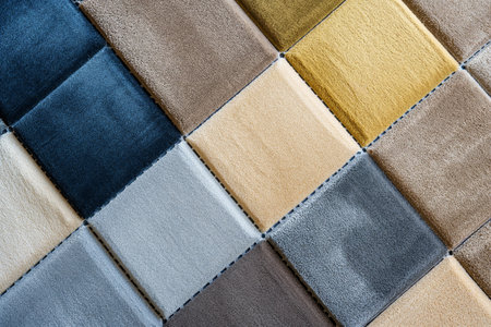arrangement of new carpet tiles in alternating colorsの素材