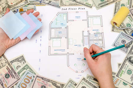 sketch drawing of apartment, floor planの写真素材