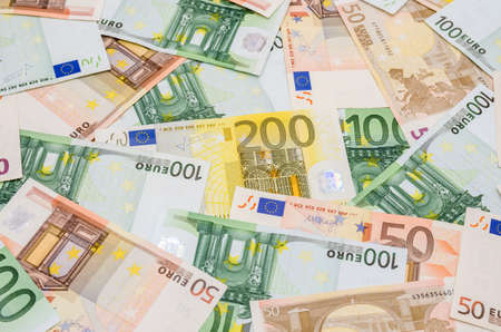 Different Euro banknotesの写真素材