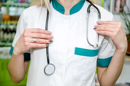 doctor pharmacist woman at the pharmacyの写真素材