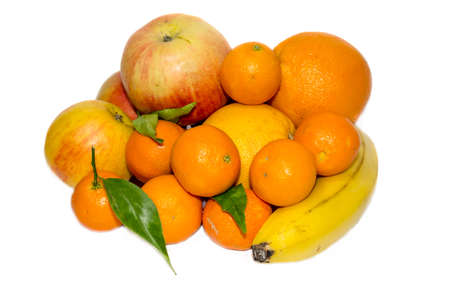 Fresh fruit isolated on white backgroundの写真素材