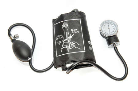 Blood pressure medical equipment isolated on whiteの写真素材