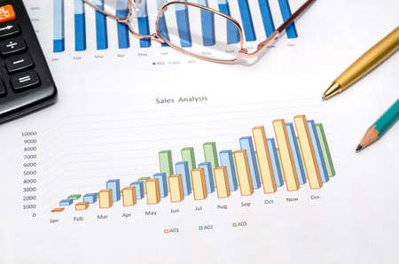 Financial analysis with penの写真素材