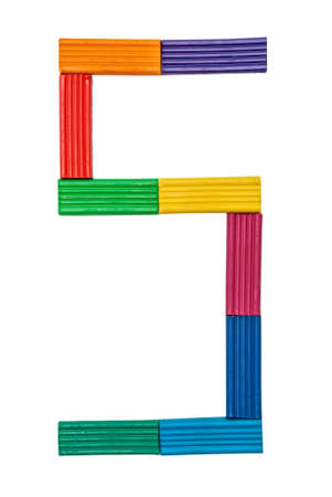 plasticine figure one 1 isolated on white backgroundの写真素材