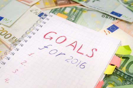 resolutions for new year 2016 with euro bills