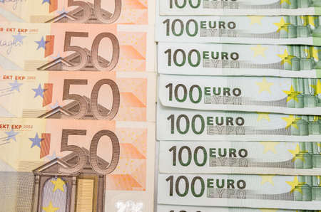 50 and 100 euro billsの写真素材