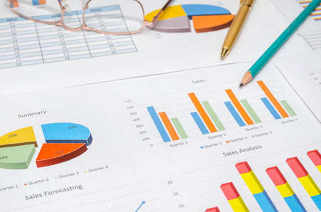Financial analysis with penの写真素材