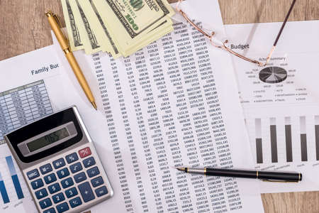 Business concept of office working - counting about cost annual budget.の写真素材