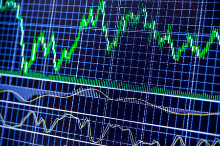 Abstract financial trading graphs on monitor.