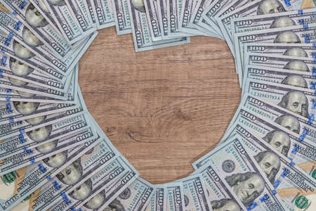 heart from us dollar. close up.の写真素材