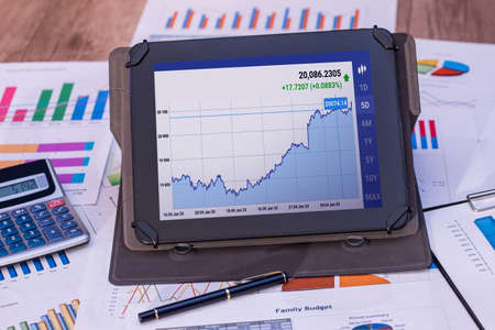 business concept on tablet pc with graph.の写真素材