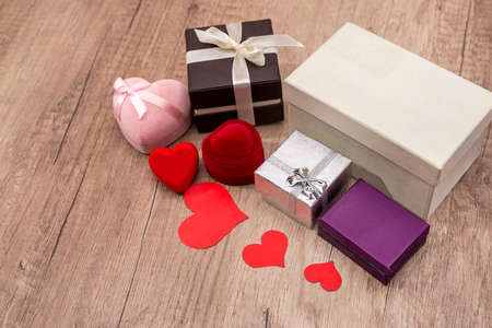 many present box on desk. close up.の写真素材