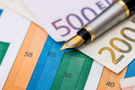 business graphics with Euro banknotes.の写真素材