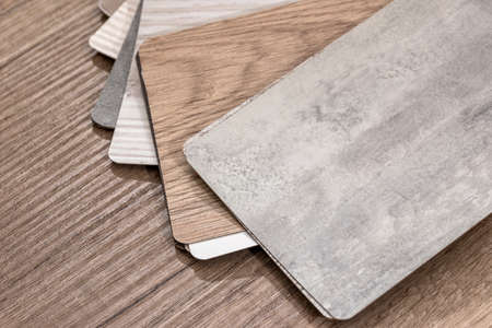 wood color guide on deskの写真素材