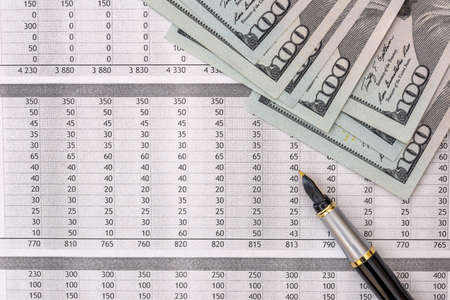 Income statement financial report with us dollar, pen