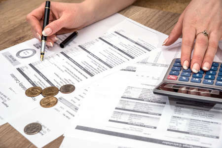 businessman planning monthly home loan, finance concept.