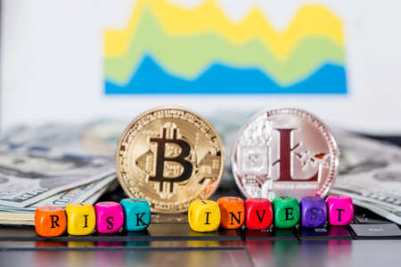 cryptocurrency with forex graph and dollar close up