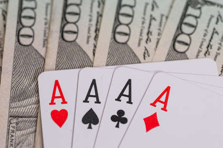 four poker aces with us dollarの写真素材
