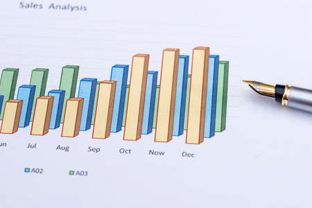 business graph with penの写真素材