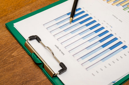 Financial charts on the tableの写真素材