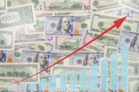 dollar banknote with arrow