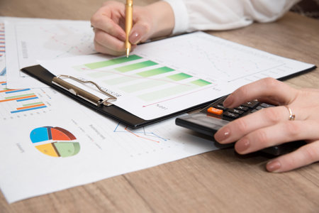 business woman working in officeの写真素材