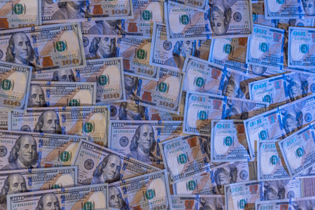 pile of one hundred dollar billsの写真素材