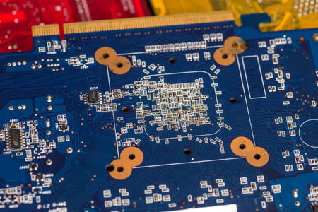 part of blue computer motherboardの写真素材