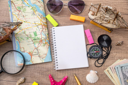 travel concept on tableの写真素材