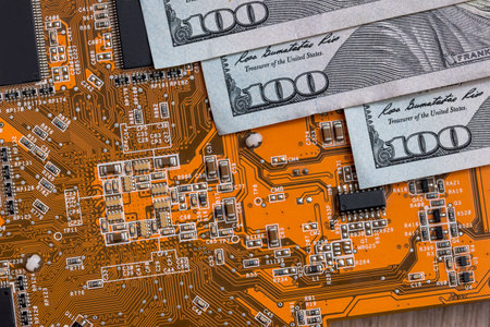 us 100 dollar from technologyの写真素材