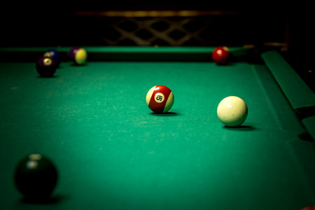 Billiard balls in pool table