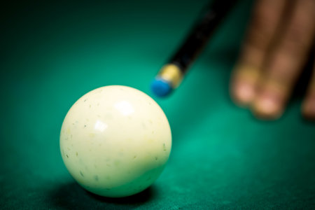 Snooker player and ballsの写真素材