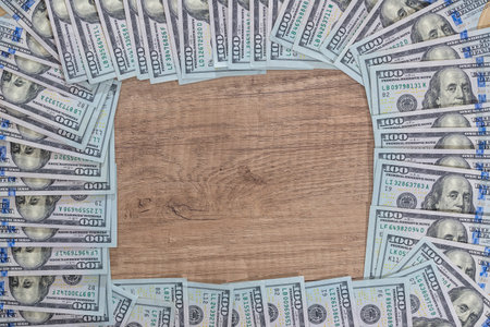 many usa dolalr banknotes as background.の写真素材