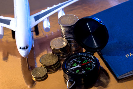passport preparation for air travel - close upの写真素材